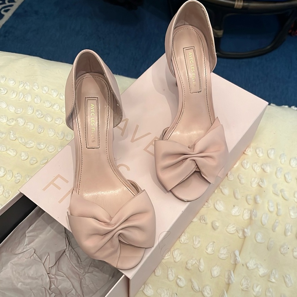 pink bow heels